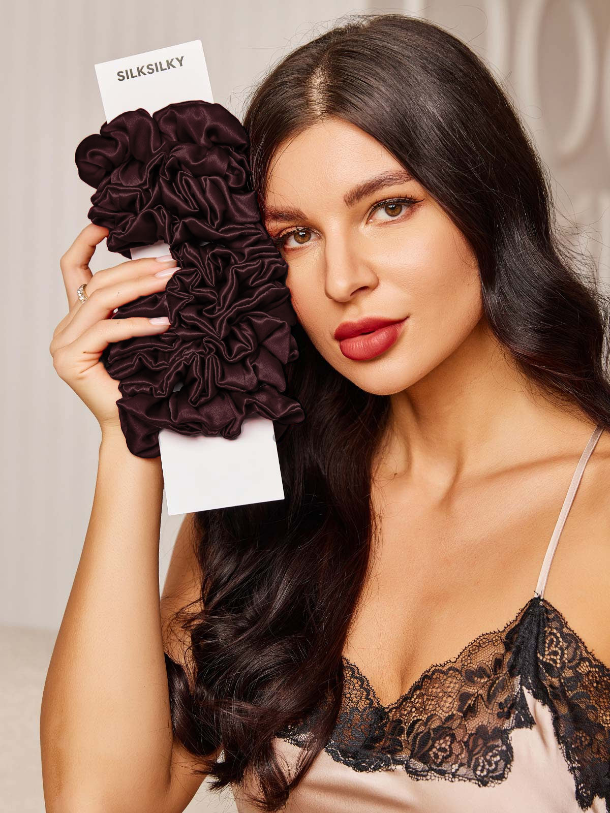 [Brown] SilkSilky-UK 19Momme Pure Silk Scrunchie 002