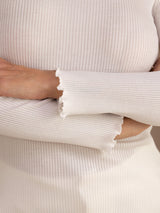 [White] SilkSilky-UK Long Sleeve Turtle Neck Women's T-Shirt 006