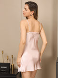 SilkSilky UK Pure Silk Sleeveless V Neck Nightdress LightPink 002