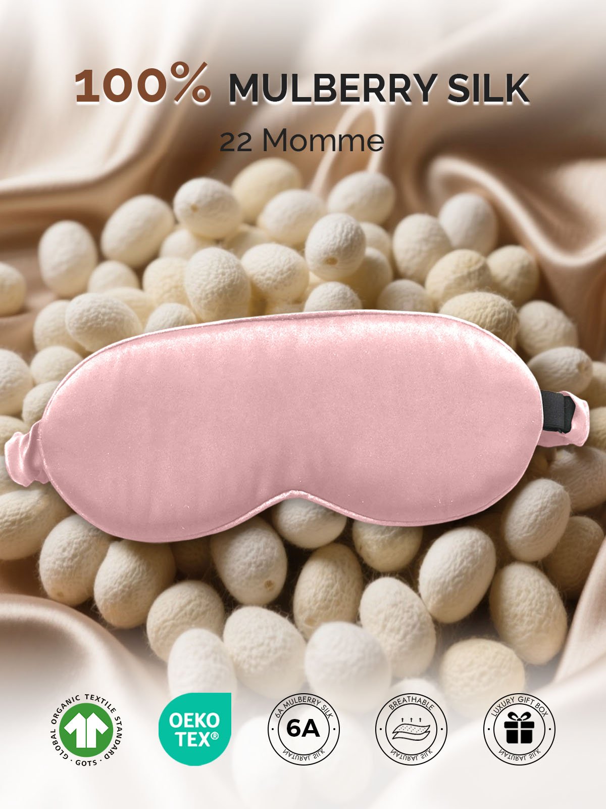 [Pink] SilkSilky-UK 22Momme Pure Silk Eye Mask 002