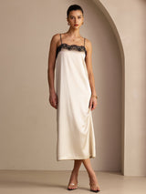 [Brown Rice] SilkSilky-UK Spaghetti Strap Square Neck Dress 001