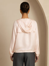 [Pink] SilkSilky-UK Silk Satin Surah Long Sleeve High Neck Women's Outerwear 002
