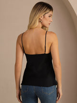 [Black] SilkSilky-UK Spaghetti Strap V Neck Camisole 002