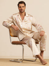 [Champagne] SilkSilky-UK Long Sleeve Lapel Collar Men's Pyjamas 001