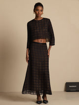 [Black] SilkSilky-UK Pure Silk Long Sleeve Round Neck Women''s Outfit Sets 001