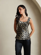 [Leopard] SilkSilky-UK 19Momme Silk U Neck Camisole 006,