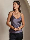 SilkSilky UK Pure Silk Sleeveless V Neck Camisole PurpleGray 003