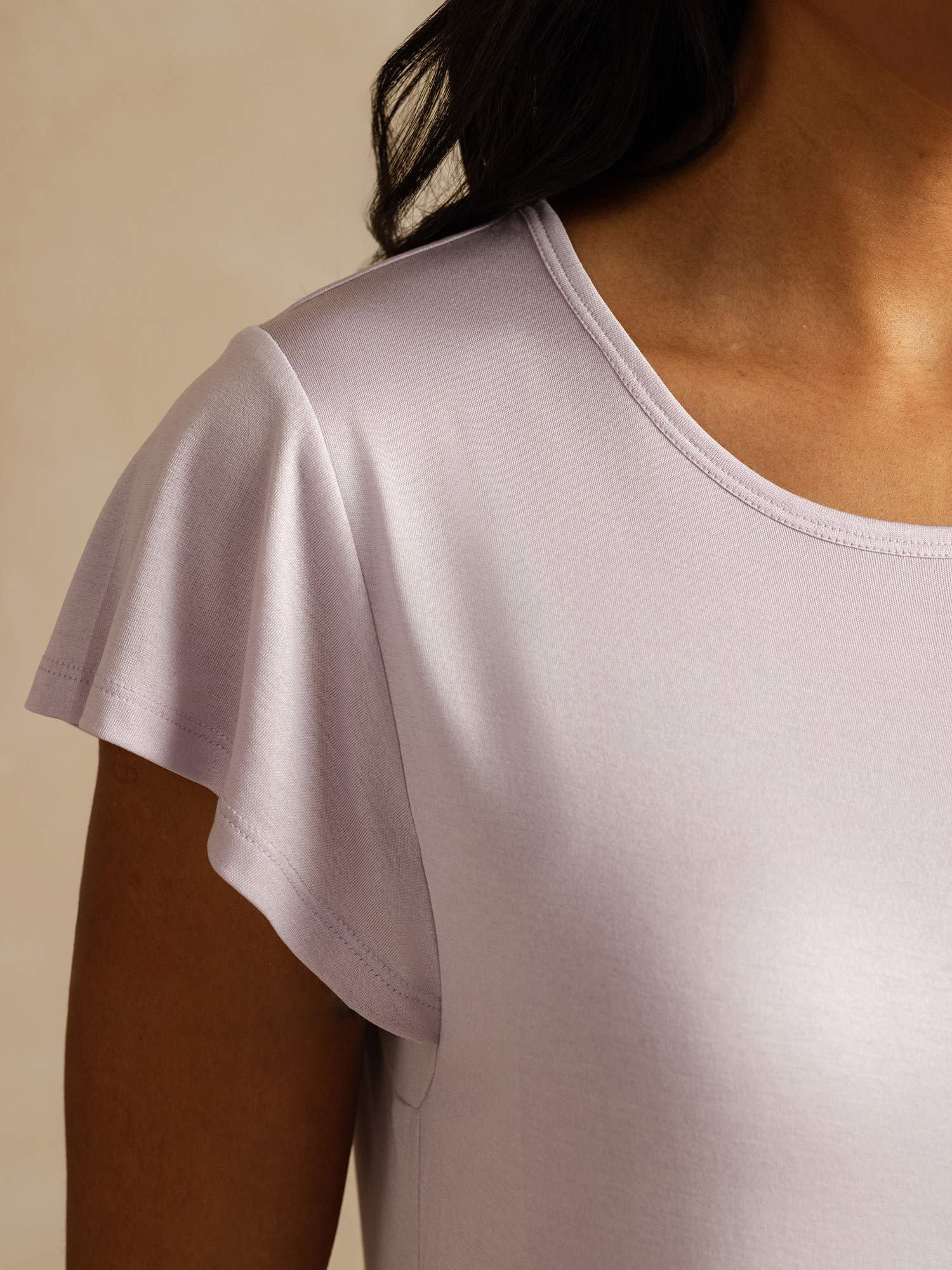 [Lavender] SilkSilky-UK Pure Silk Round Neck Nightdress 004