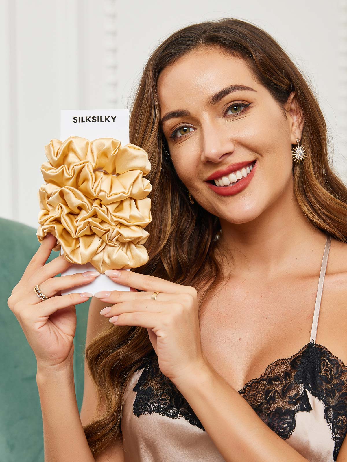 [Champagne] SilkSilky-UK 19Momme Pure Silk Scrunchie 002