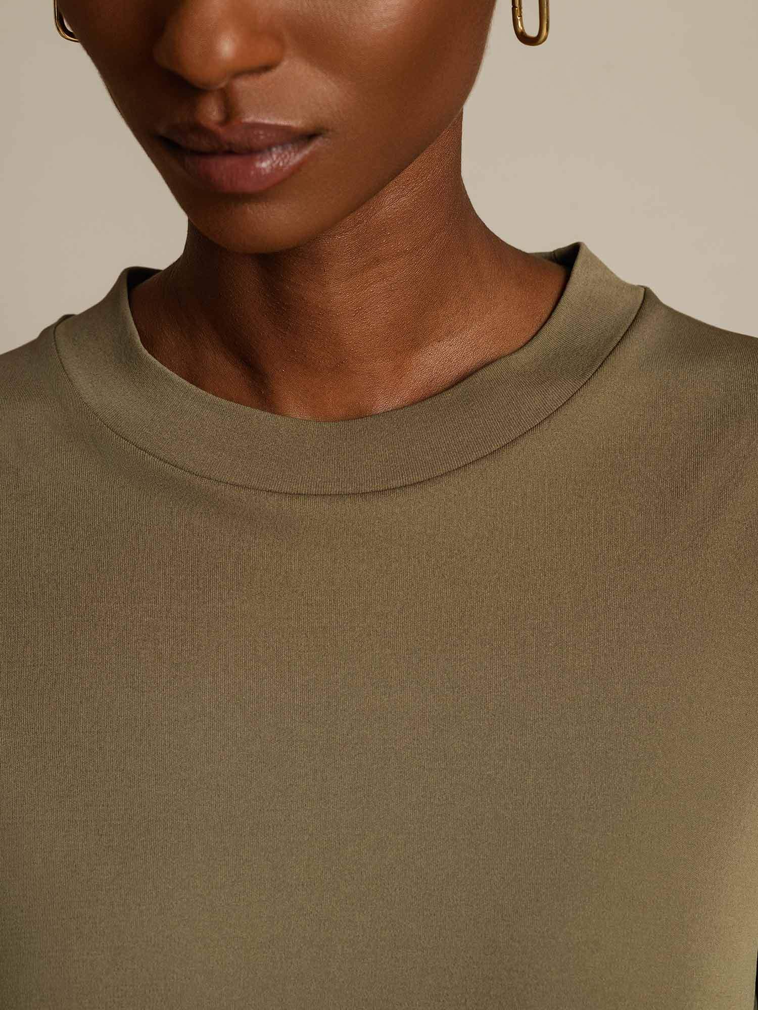 [Burnt Olive] SilkSilky-UK Pure Silk Round Neck Women's T-Shirt 004