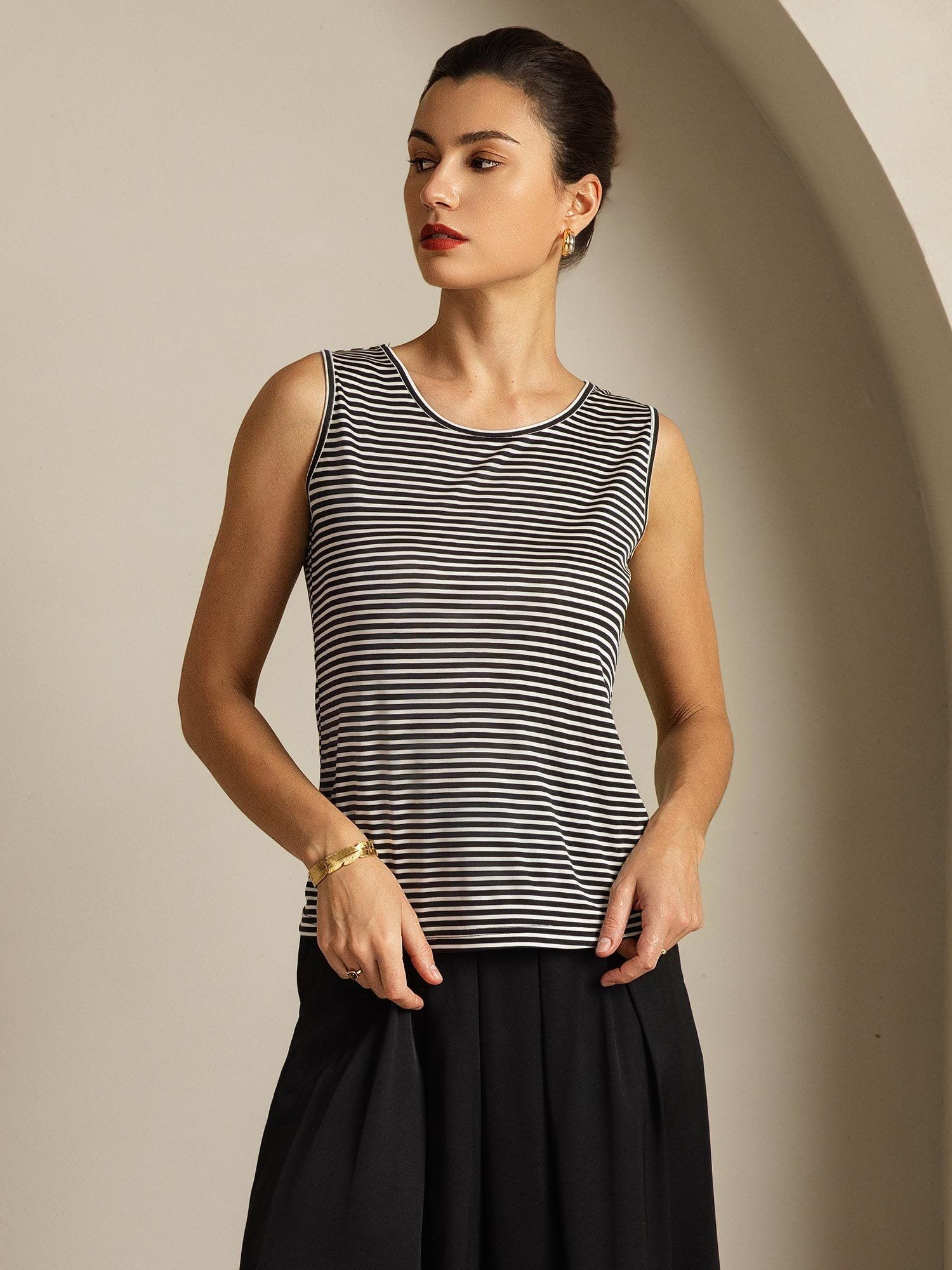 [WhiteStripe] SilkSilky-UK Pure Silk Crew Camisole 005