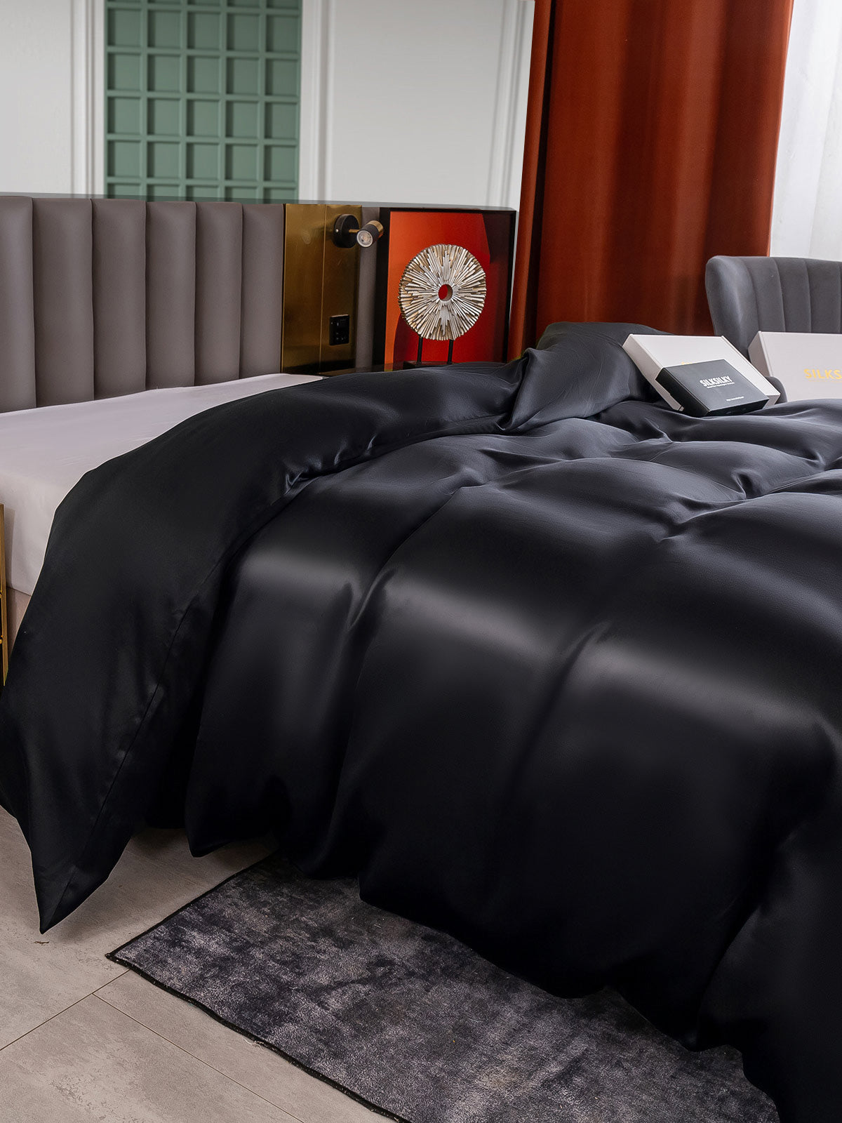[Black] SilkSilky-UK 25Momme Pure Silk Duvet Cover 004