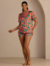 [Clay Elephant] SilkSilky-UK Short Sleeve Lapel Collar Women's Pyjamas 006
