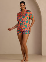 [Clay Elephant] SilkSilky-UK Short Sleeve Lapel Collar Women's Pyjamas 006