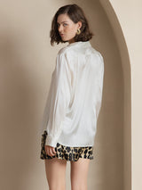 [White] SilkSilky-UK Long Sleeve Lapel Collar Women's Shirt 002