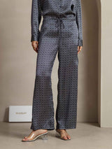 [Navy Ginkgo] SilkSilky-UK 19Momme Silk Womens Pants 001