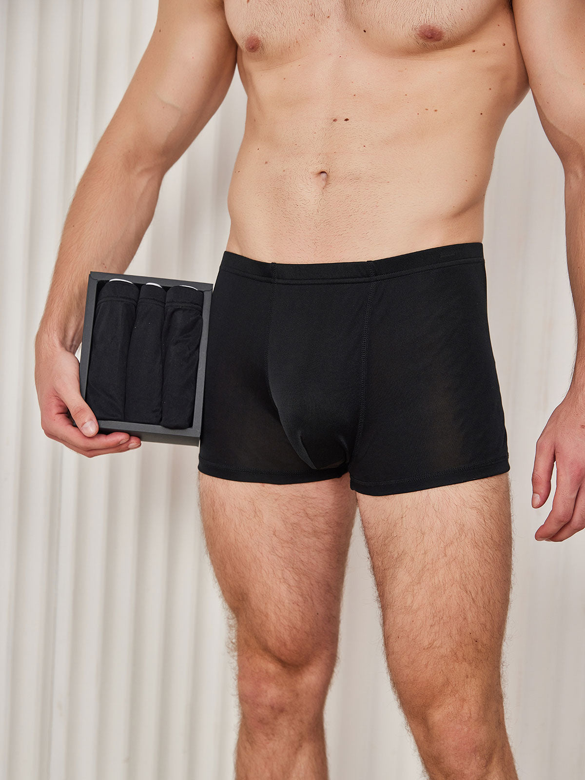 [Black] SilkSilky-UK 100% Silk Jersey Men's Underwear 001