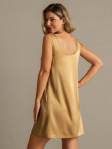 [Tan] SilkSilky-UK 19Momme Machine-Washable Silk Sleeveless Scoop Neck Nightdress 002