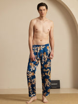 [Navy Dragon] SilkSilky-UK Men's Sleep Shorts 006