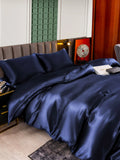 SilkSilky UK 25Momme Pure Silk Bedding Set DarkBlue 005