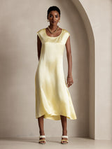 [Light Yellow] SilkSilky-UK Cap Sleeve Dress 001