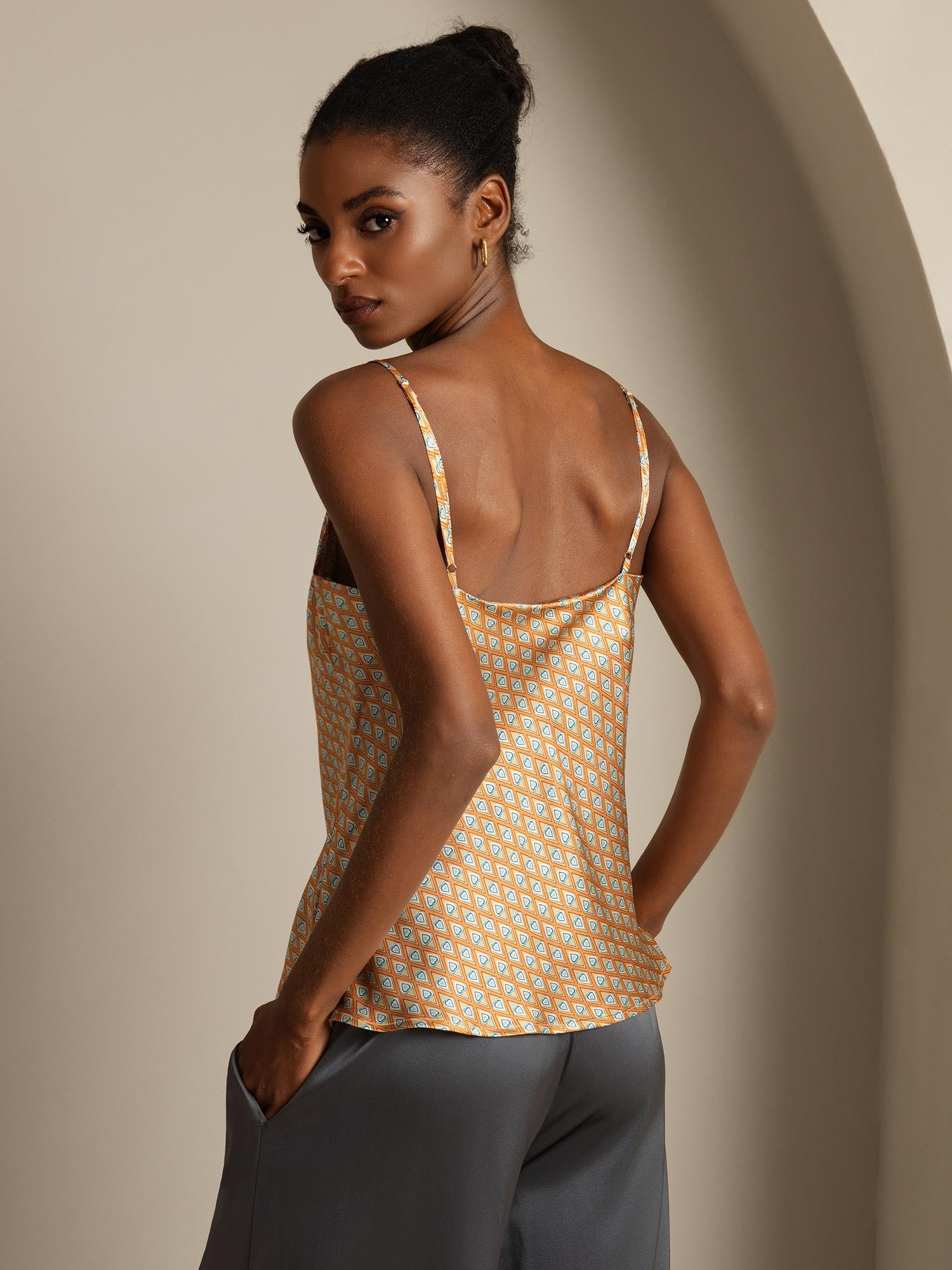 [Floral] SilkSilky-UK Pure Silk V Neck Camisole 002