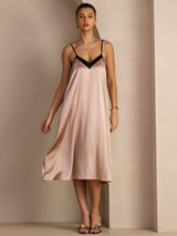 [Tuscany] SilkSilky-UK Spaghetti Strap V Neck Dress 006