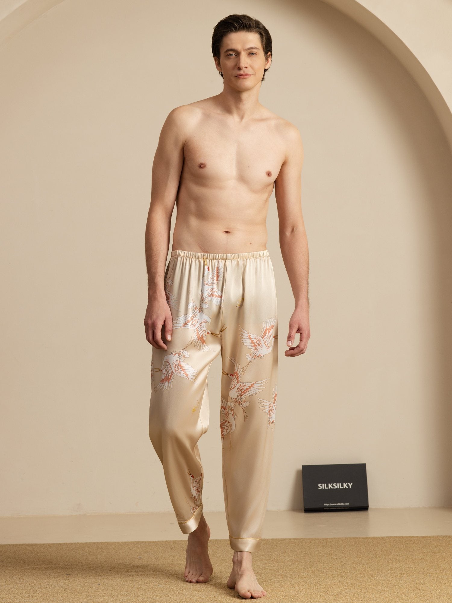 [Champagne] SilkSilky-UK 19Momme Mens Sleep Bottoms 004