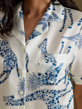 [White Giraffe] SilkSilky-UK Short Sleeve Notch Collar Women's Pyjamas 006
