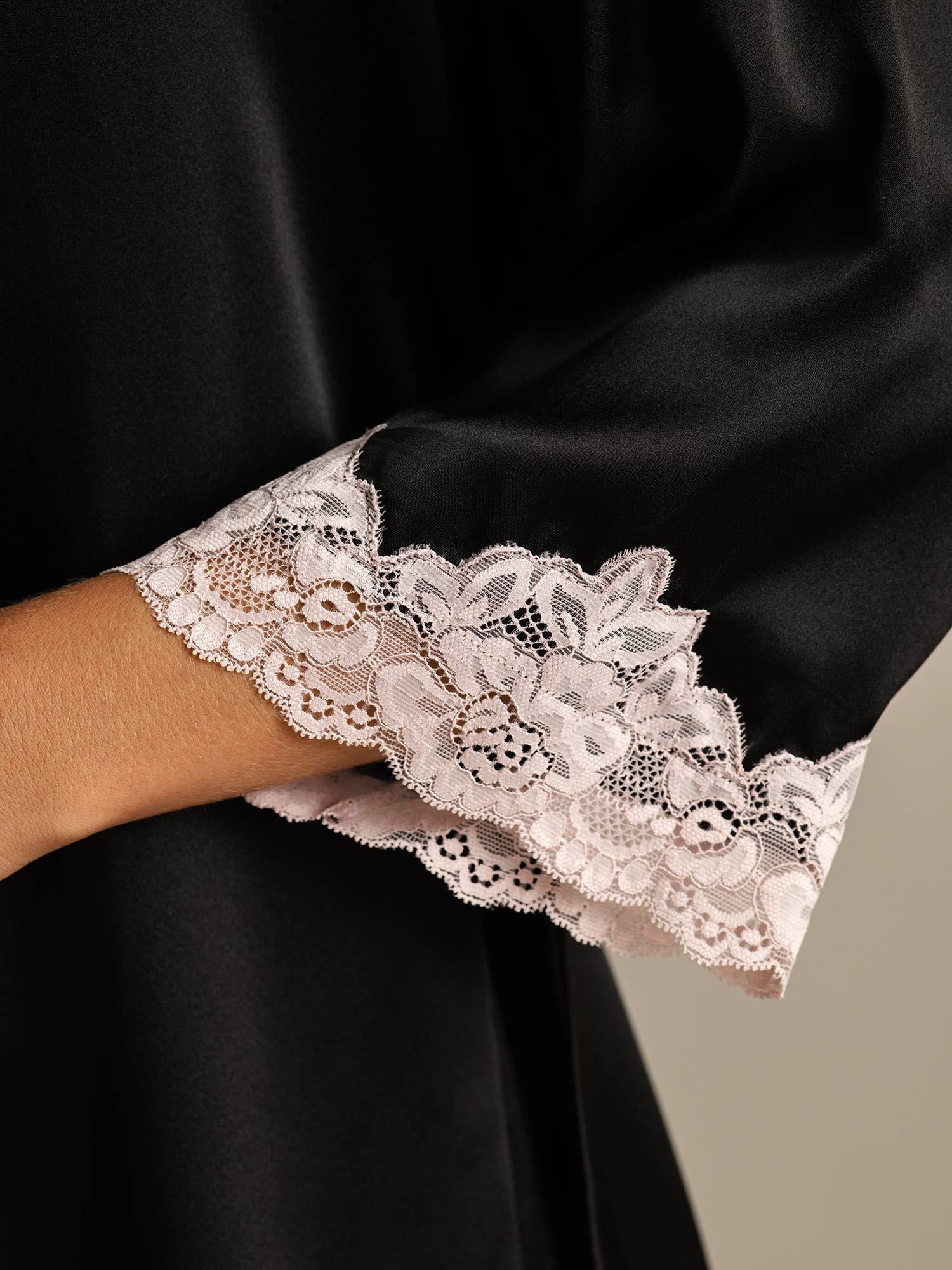 [Black] SilkSilky-UK Pure Silk Womens Robe 004