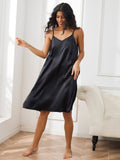 SilkSilky UK Pure Silk Sleeveless V Neck Nightdress Black 005