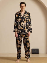 [Black Dragon] SilkSilky-UK Long Sleeve Lapel Collar Men's Pyjamas 001