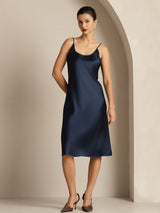 [Dark Blue] SilkSilky-UK Spaghetti Strap U Neck Dress 003