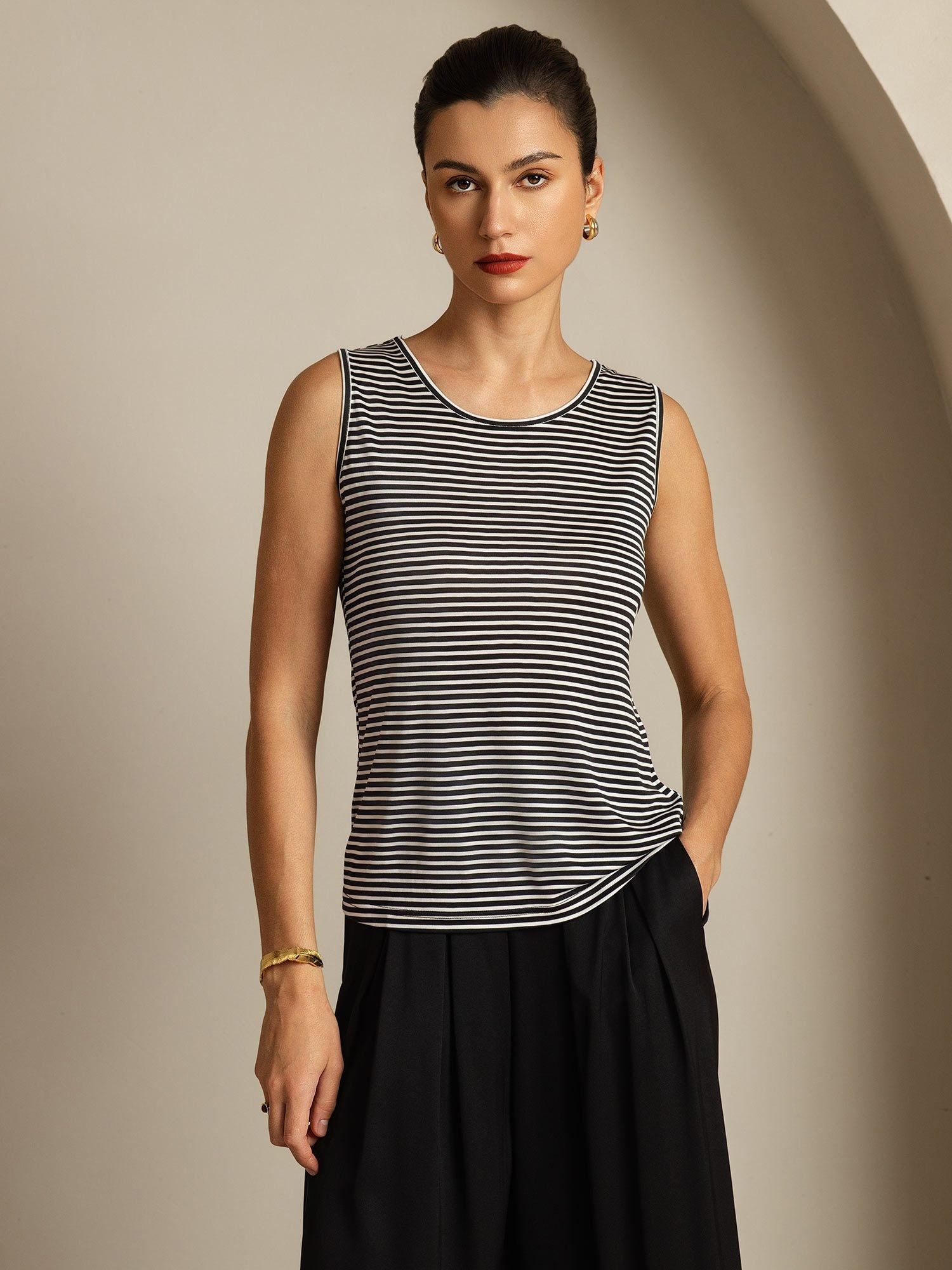 [WhiteStripe] SilkSilky-UK Pure Silk Crew Camisole 003
