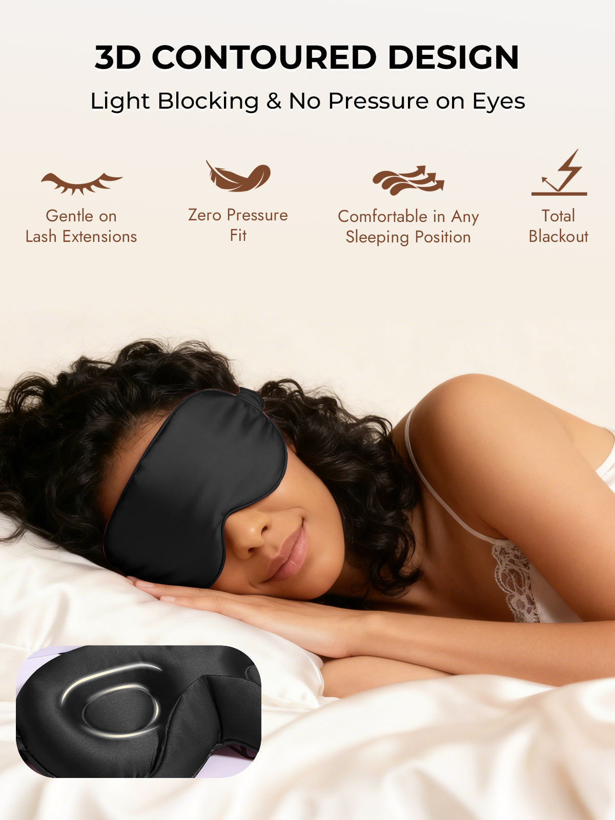 [Black] SilkSilky-UK Pure Silk Eye Mask 006