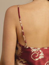 [Wine Dragon] SilkSilky-UK Spaghetti Strap V Neck Camisole Set 005