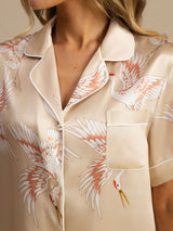 [Champagne] SilkSilky-UK Short Sleeve Lapel Collar Women's Pyjamas 005