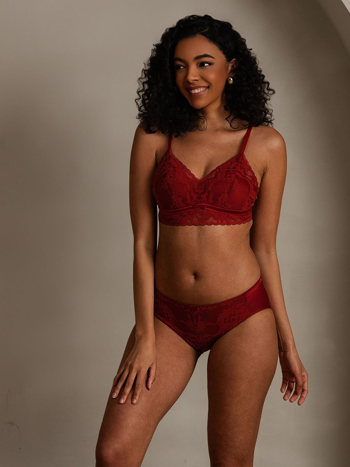 SilkSilky-UK Silk Bra&Panty Set DarkRed 001