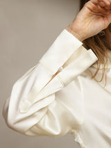 [Ivory] SilkSilky-UK 19Momme Silk Keyhole Neck Women's Shirt 007