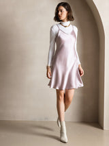 [Lavender] SilkSilky-UK Spaghetti Strap V Neck Dress 001