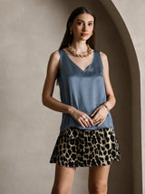 [Real Teal] SilkSilky-UK Sleeveless V Neck Camisole 007