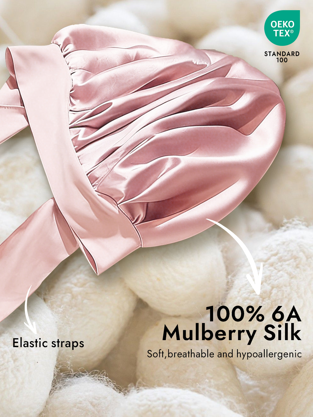 [Light Pink] SilkSilky-UK Pure Silk Sleep Cap 002