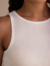 [White] SilkSilky-UK Sleeveless Crew Neck Camisole 005