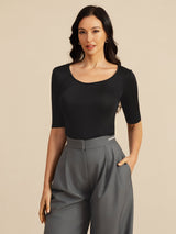 [Black] SilkSilky-UK Half Sleeve Women's T-Shirt 005