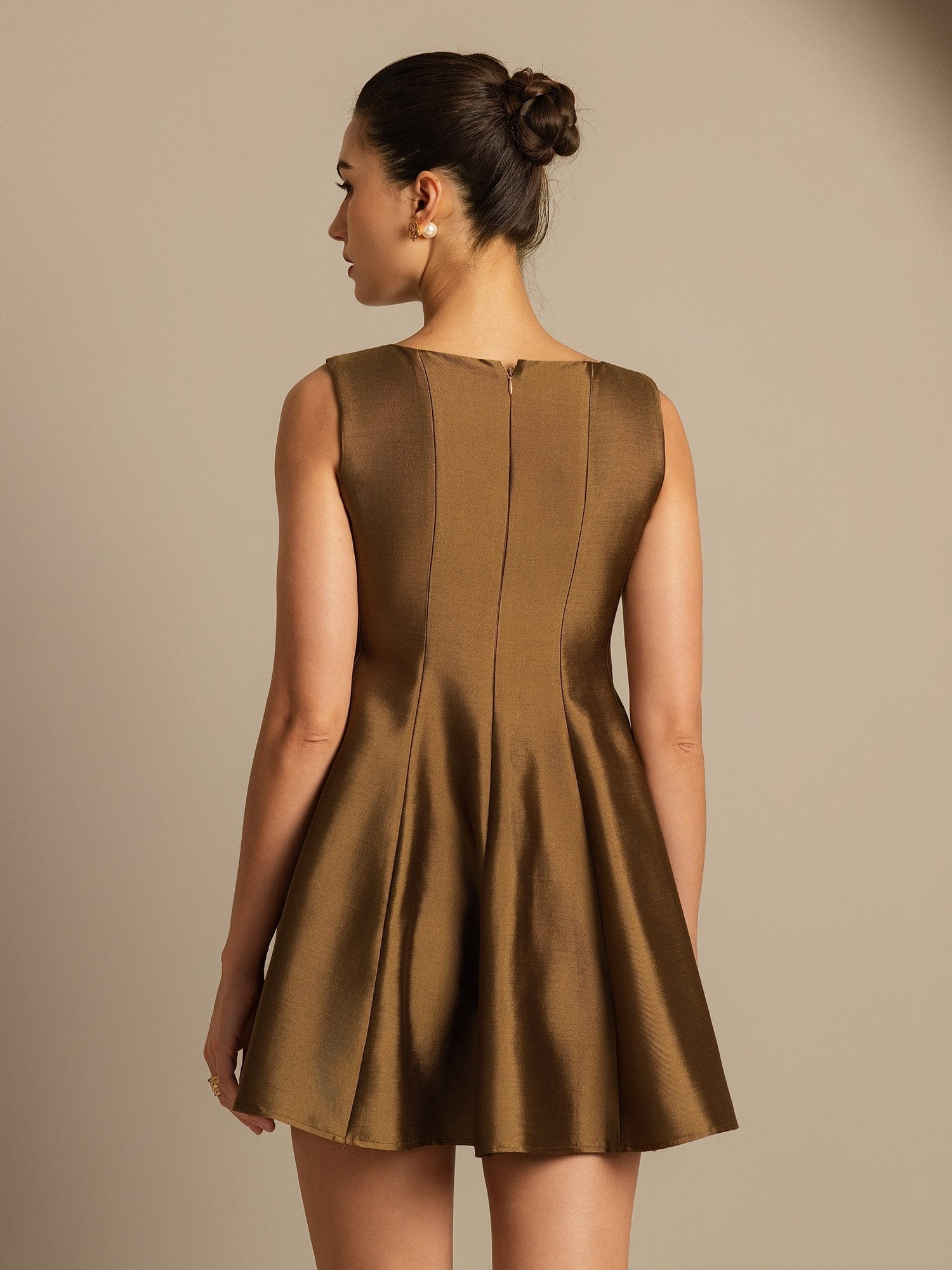 [Bronze] SilkSilky-UK 32Momme Silk-Wool Blend Dress 002,