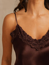 [Brown] SilkSilky-UK Spaghetti Strap V Neck Camisole Set 004