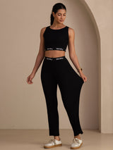 [Black] SilkSilky-UK Sleeveless Crew Neck Women's Outfit Sets 006