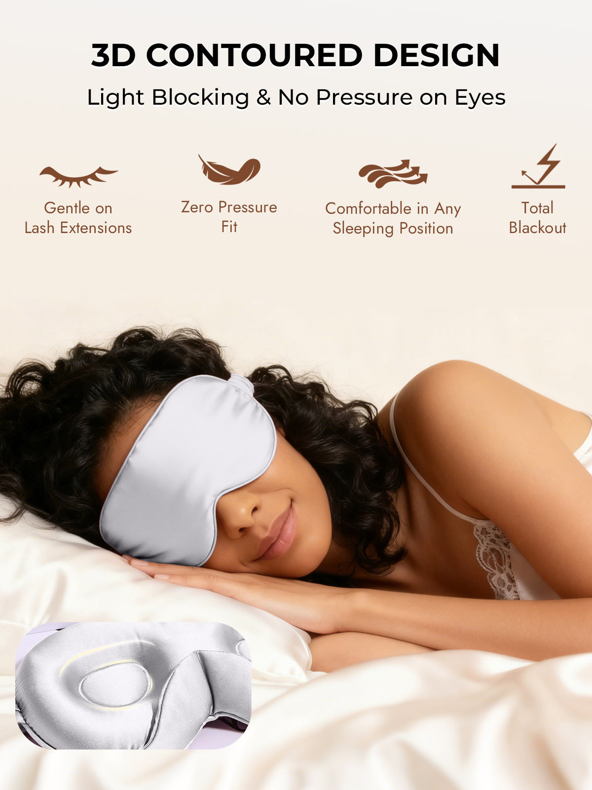 [Light Gray] SilkSilky-UK Pure Silk Eye Mask 006