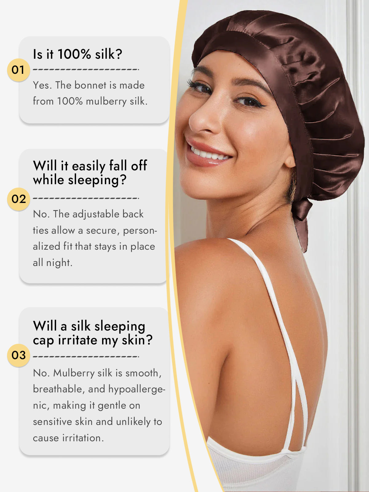 [Coffee] SilkSilky-UK Pure Silk Sleep Cap 006