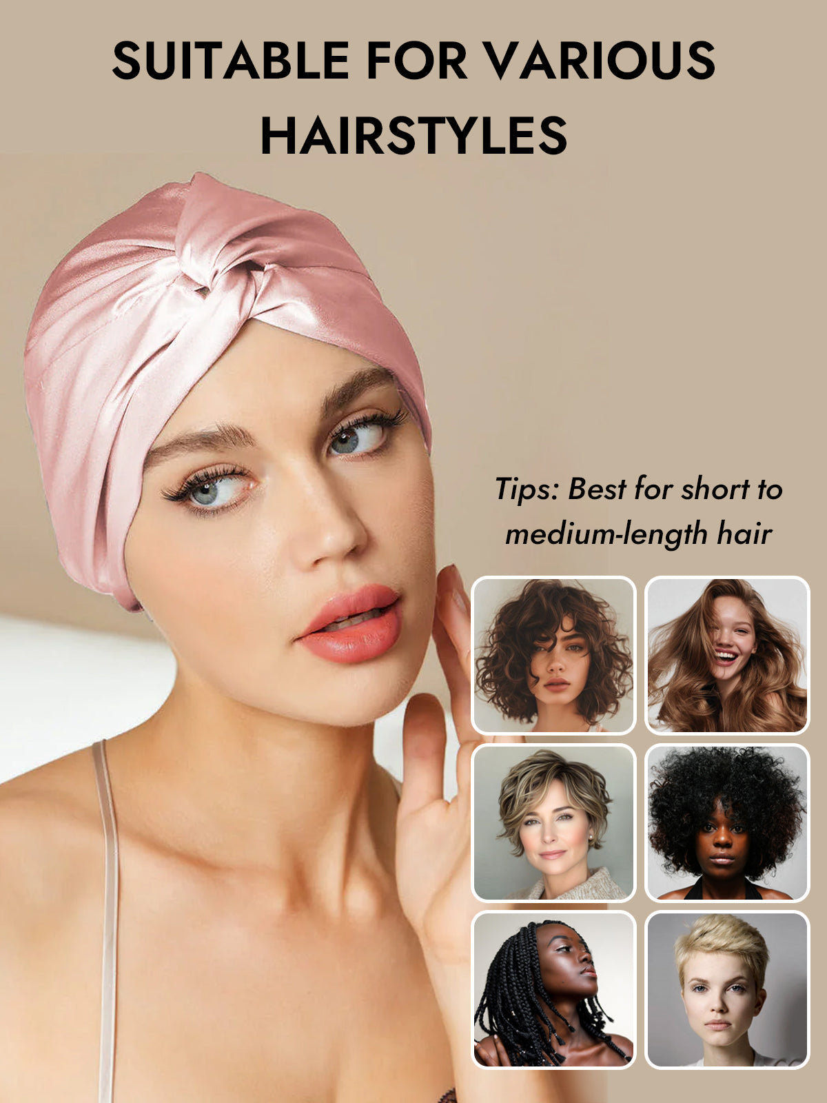 [Pink] SilkSilky-UK Pure Silk Sleep Cap 006